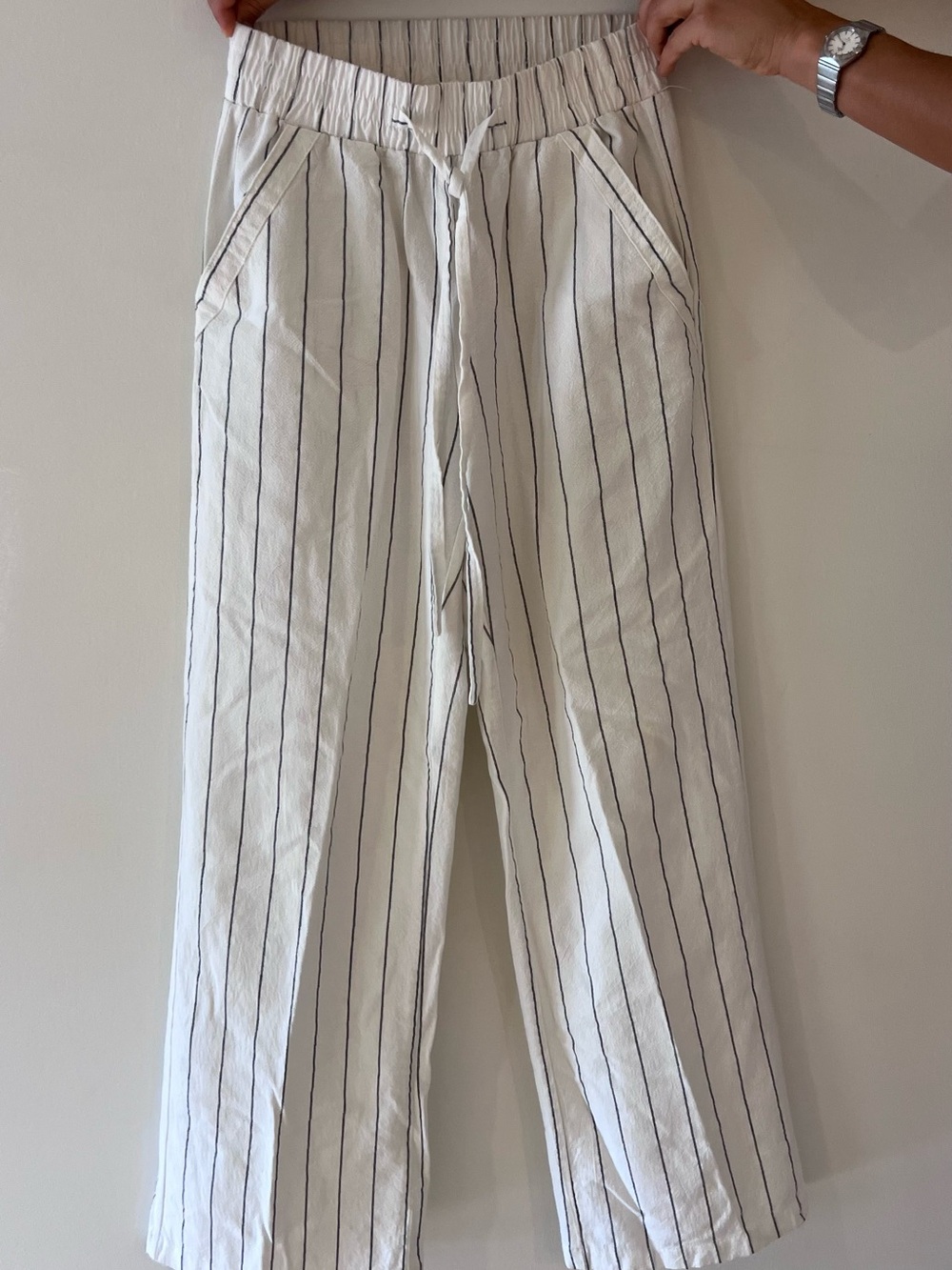 Sienna Sky White Pinstripe Drawstring Chinos